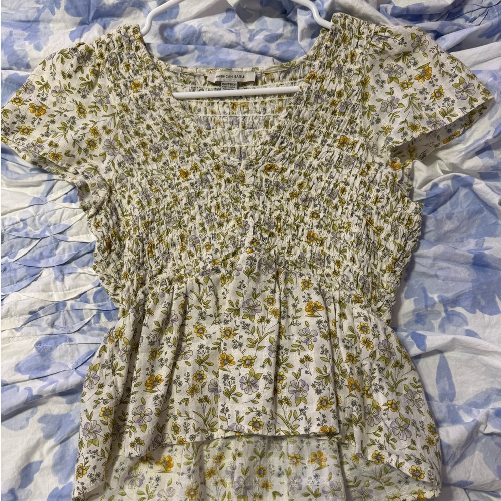 smocked american eagle top